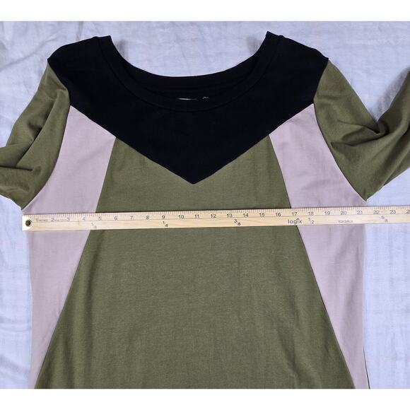 Synergy Shift Dress Organic Cotton Scoop Neck 3/4 Sleeve Colorblock XL - Picture 4 of 8